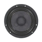 The Scanspeak Illuminator 12MU/4731T00 is a black, round speaker driver with a 4 cone, black rim, and six evenly spaced screw holes.