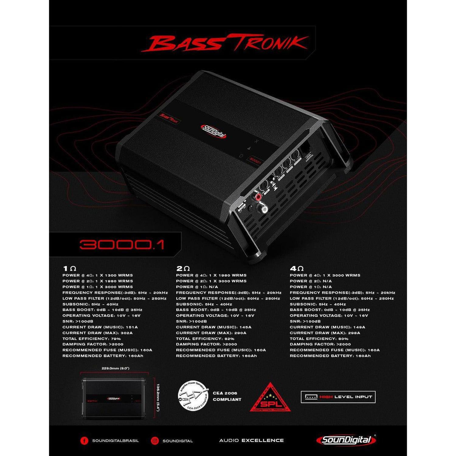 Soundigital 3000.1 BassTronik 1-Channel Amplifier | Masori