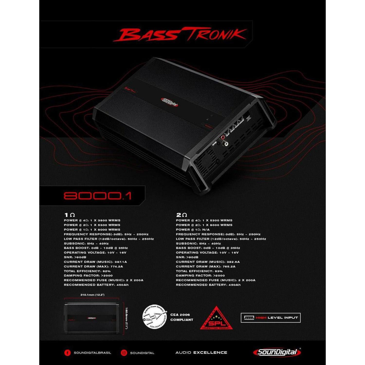 Soundigital-8000.1 BassTronik-1-Kanal Verstärker-masori-kaufen