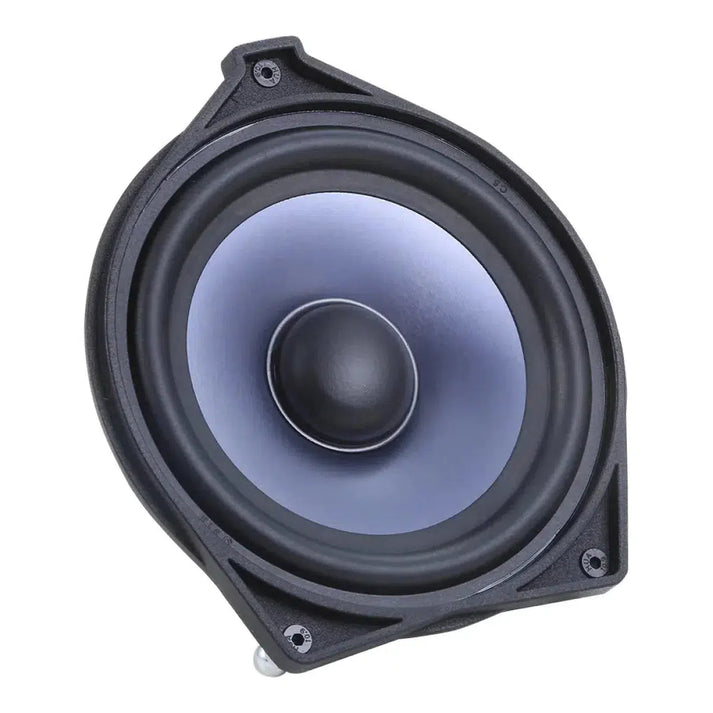 Gros plan sur un haut-parleur Steg BZ40C avec cône rond et cadre triangulaire, parfait pour les Mercedes Mitteltöner Plug  Play Kabelsatz.