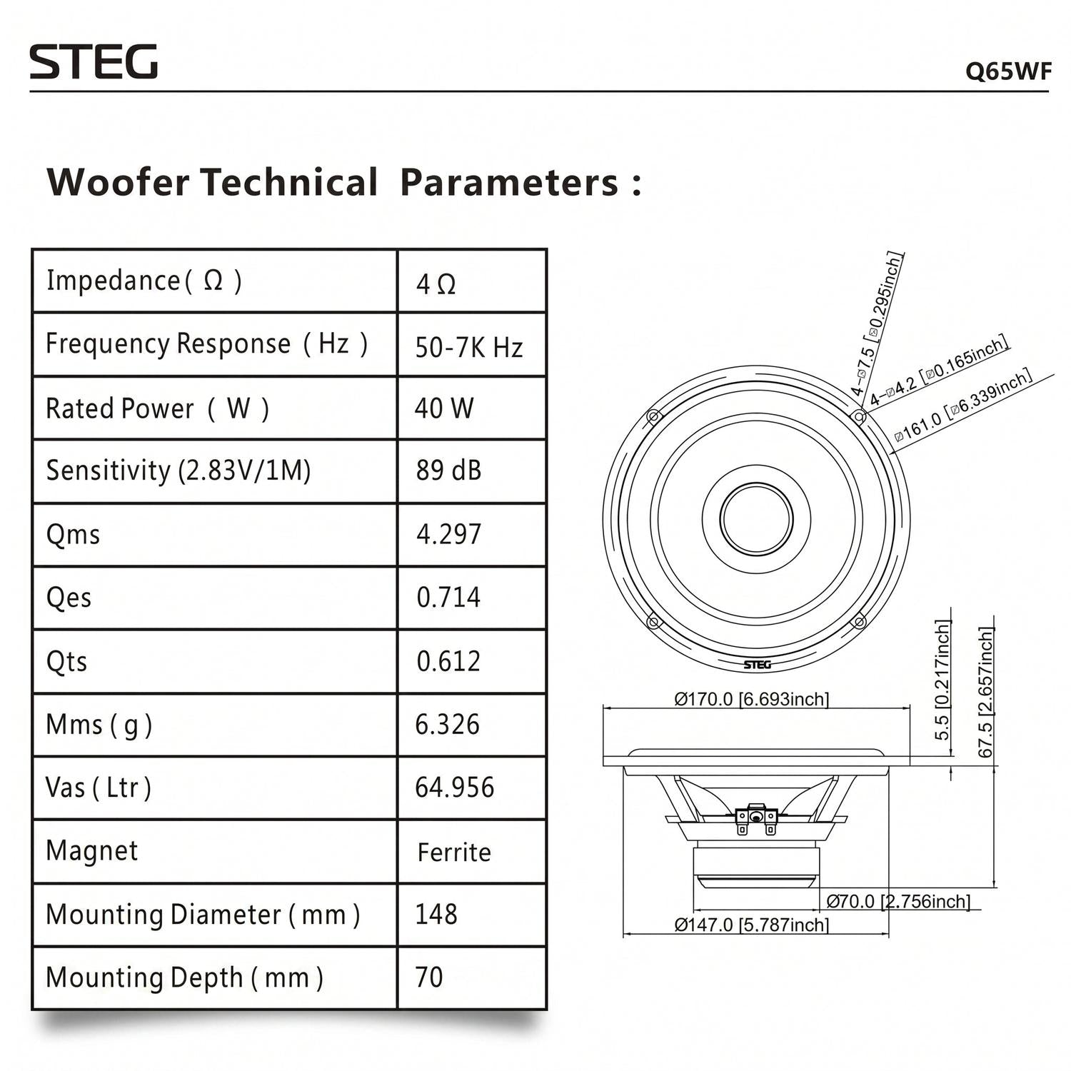 Steg-Q65WF-6.5" (16,5cm) Tiefmitteltöner-masori-kaufen