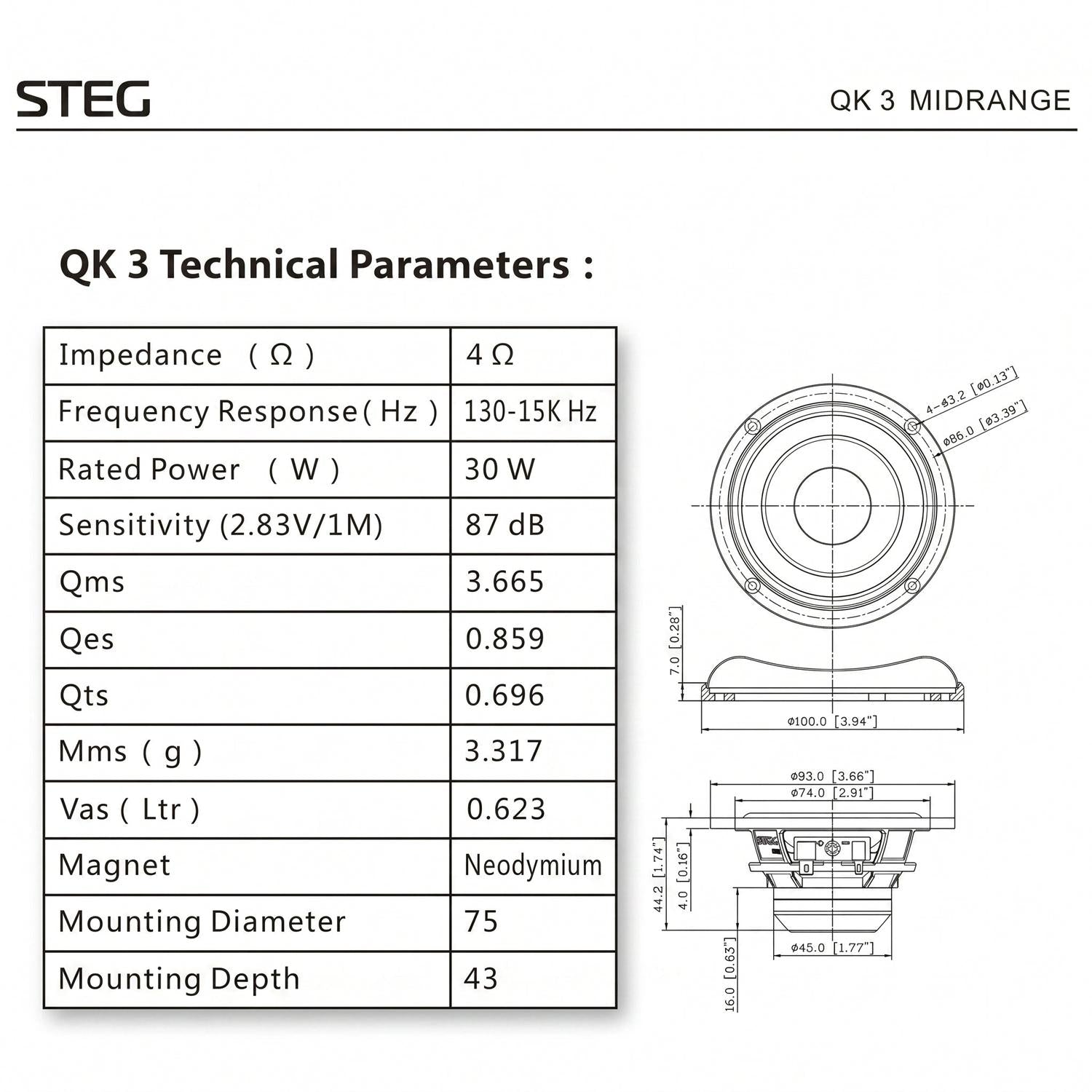 Steg-QK3-3" (8cm) Mitteltöner-masori-kaufen