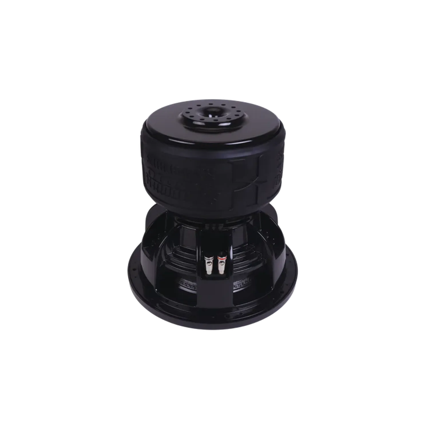 The Sundown Audio X-Series X-10 v.4 is a black 10-inch subwoofer with a large cylindrical magnet and visible wiring, shown on a plain white background.