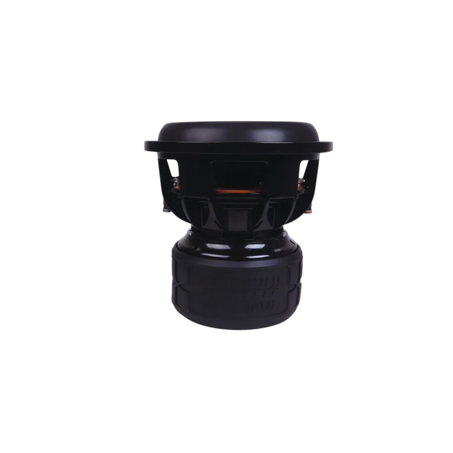A black Sundown Audio X-Series X-10 v.4 subwoofer with 3000W RMS, shown side view on a plain white background.