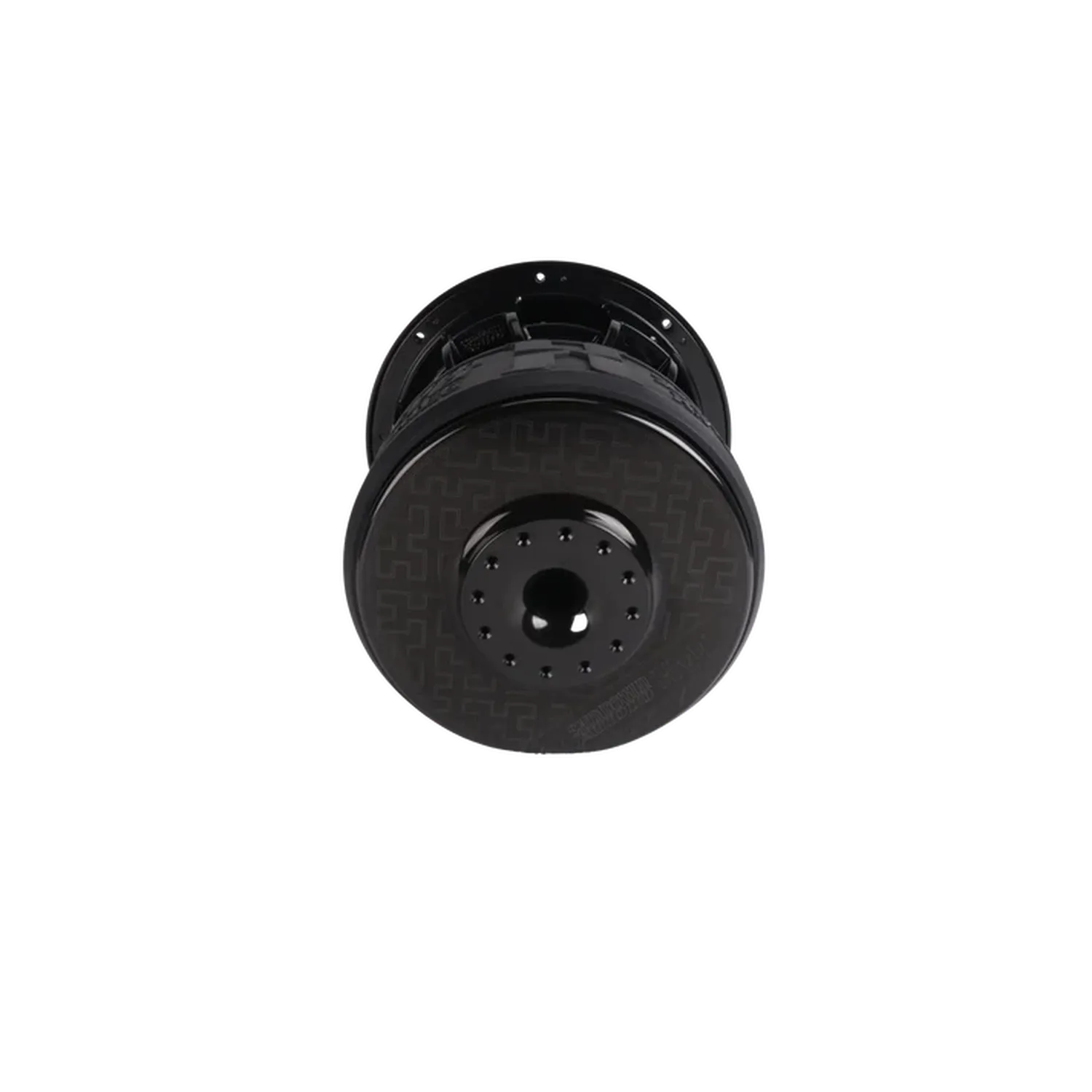 The Sundown Audio X-Series X-10 v.4 is a black, circular 10-inch subwoofer with a patterned front, shown against a plain white background.