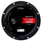 Il Vibe Audio Blackdeath BDPRO 8M-V9 è un subwoofer rotondo nero da 8 pollici per auto con grafica a teschio, etichetta rossa da 4 ohm, 225 W RMS e fori di montaggio multipli.