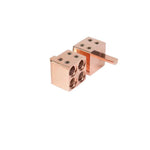 The Vibe Audio CLQIPC-V7, a copper 50mm² terminal adapter with four cable entry holes and multiple screw fastenings, ideal for Carhifi amps, is shown on a white background.