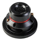 El Vibe Audio CVEN2.5SQM-V9 es un altavoz de medios de 3 pulgadas de color negro y rojo que se muestra por detrás, destacando su diseño circular y sus terminales.