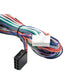 Un haz de cables multicolores con conectores blancos y negros para el Vibe Audio Powerbox 65.4M-V7, ideal para Klasse D o 4-Kanal Verstärker, sobre fondo blanco.