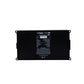 Il Vibe Audio Powerbox 80.6-8DSP V5 è un amplificatore DSP a 6 canali di forma rettangolare di colore nero con specifiche tecniche, testo bianco, codice a barre e streaming musicale Bluetooth.