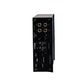 Il Vibe Audio Powerbox 80.6-8DSP V5 è un mini amplificatore di classe D di forma rettangolare di colore nero con connettori etichettati, interruttori di controllo, porte I/O multiple e streaming Bluetooth, mostrato in verticale.