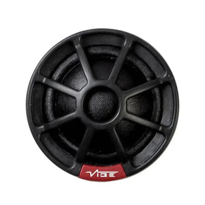 Un haut-parleur Vibe Audio Slick 1-V7 noir et rond avec une grille de protection et le label VIBE rouge - parfait comme Ersatz für Werkslautsprecher.