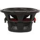 The Vibe Audio Slick 10D2-V0, a 10-inch subwoofer with visible coils, terminals, and a sturdy frame, is shown from a side view slightly below.