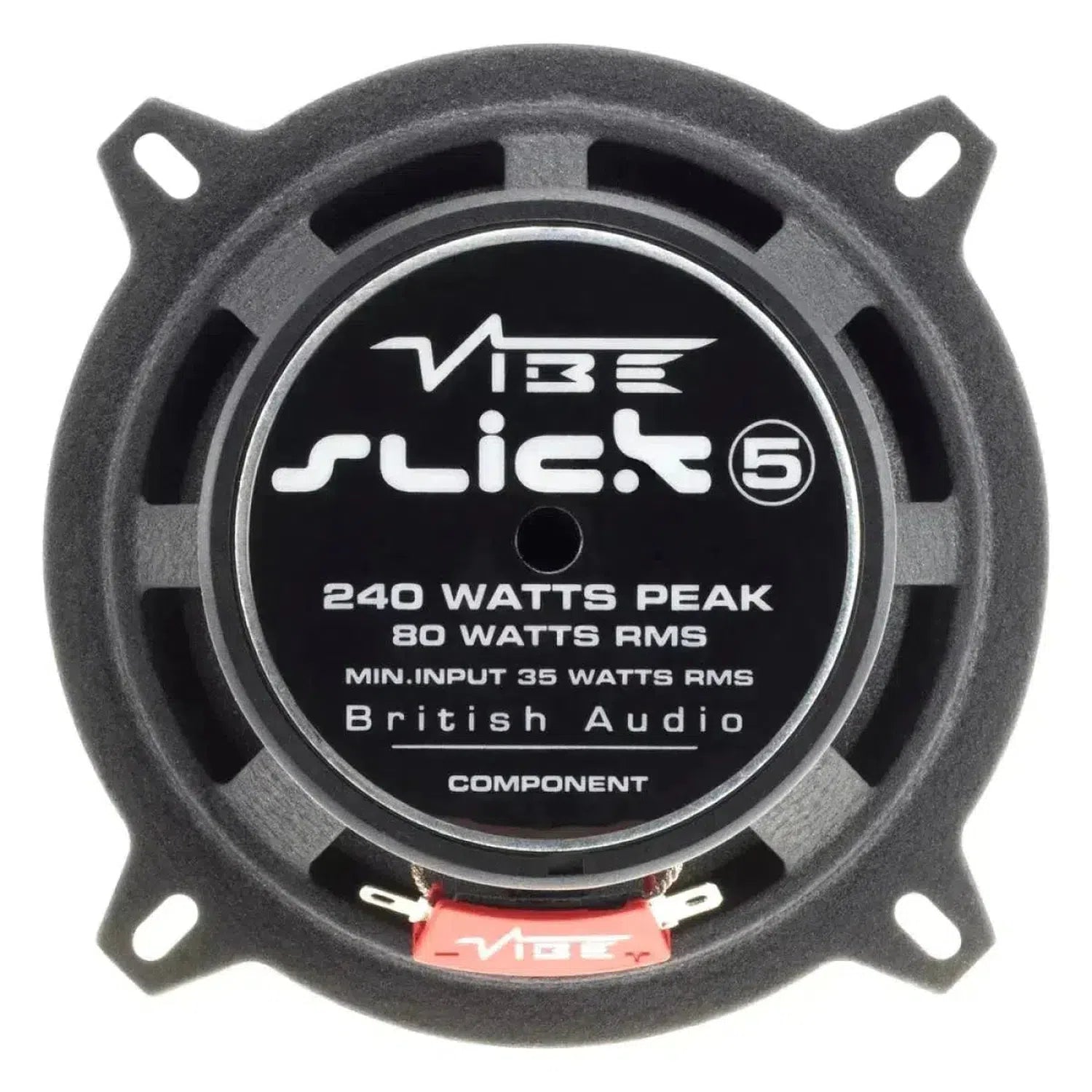 Vibe Audio Slick 5C-V7: altoparlanti neri rotondi da 5 per auto, 240W Peak/80W RMS, sistema britannico a 2 vie per un suono superiore.