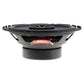 Side view of a Vibe Audio Slick 6-V7 speaker with black round design, red and white label, metal basket frame, and exposed magnet base.