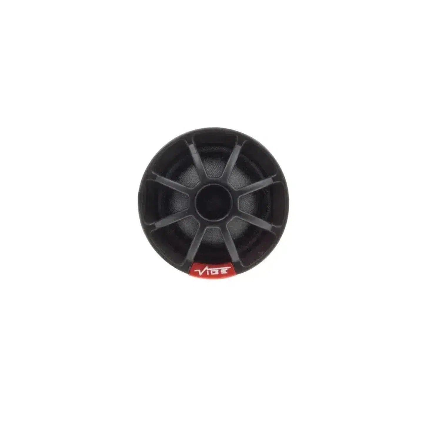 A Vibe Audio Slick 6C-V7 black car tweeter with a circular design and red logo, part of a 2-Wege 5 Zoll Lautsprecherset, centered on white.