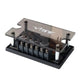 Upgrade your 6.5 Zoll Lautsprecherset with the Vibe Audio Slick 6SQC-V9 rectangular component, featuring clear cover and labeled INPUT, LOW, and HIGH for superior sound quality.