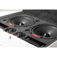 The Vibe Audio Slick 6SQC-V9 speakers, with two cones, two smaller rounds, and a grill, come neatly packed in a foam-lined box for upgraded sound quality.