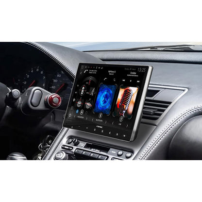 A close-up of the Zenec Z-N1000 car dashboard shows a large touchscreen with Auto Radio, Wireless Apple CarPlay, and navigation options.