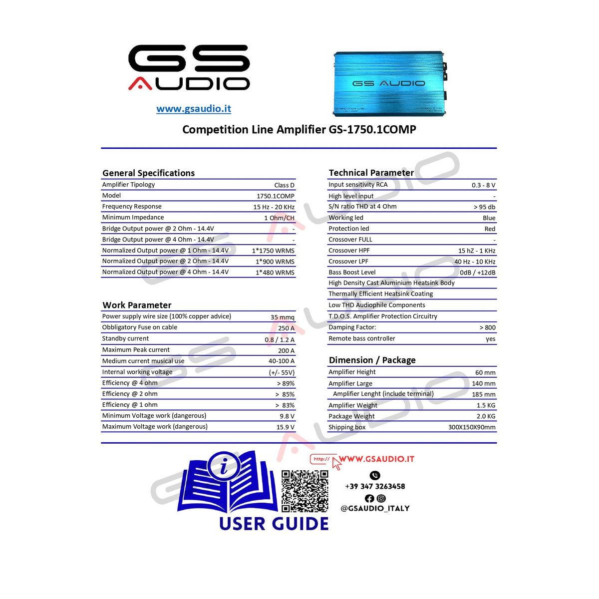 GS Audio-Competition GS-1750.1-1-Channel Amplifier-Masori.de