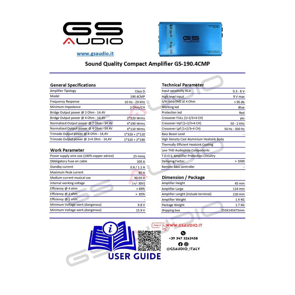 GS Audio-CompactT SQ GS-190.4CMP-4-Channel Amplifier-Masori.de