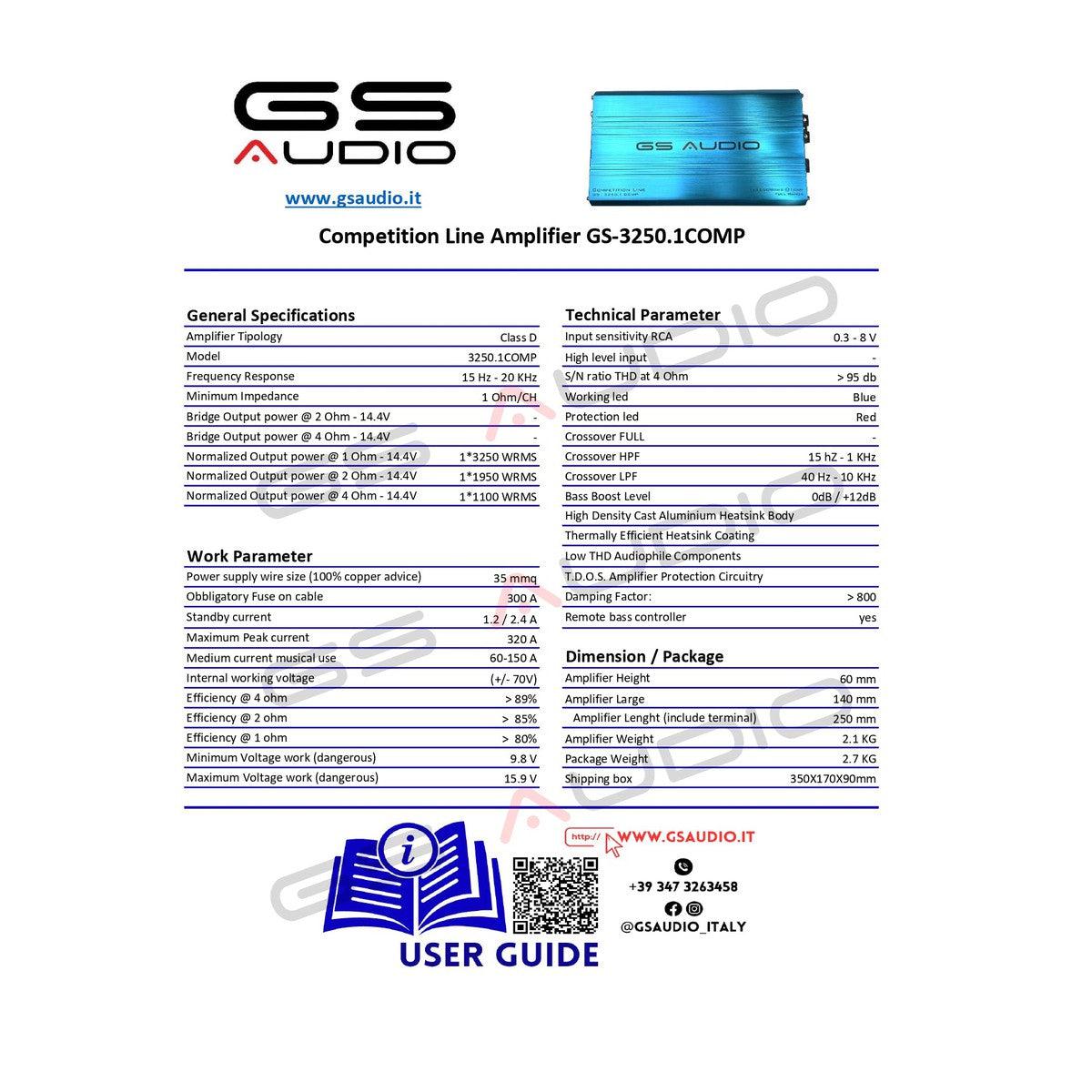 GS Audio-Competition GS-3250.1-1-Channel Amplifier-Masori.de