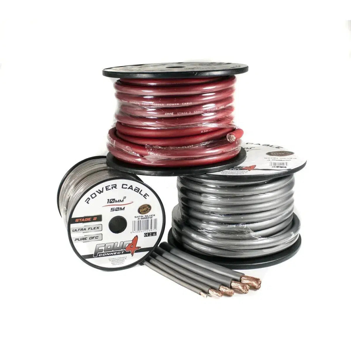 Four Connect-Stage2 10mm² OFC Ultra-Flex 50m (B-goods)-10mm² power cable-Masori.de