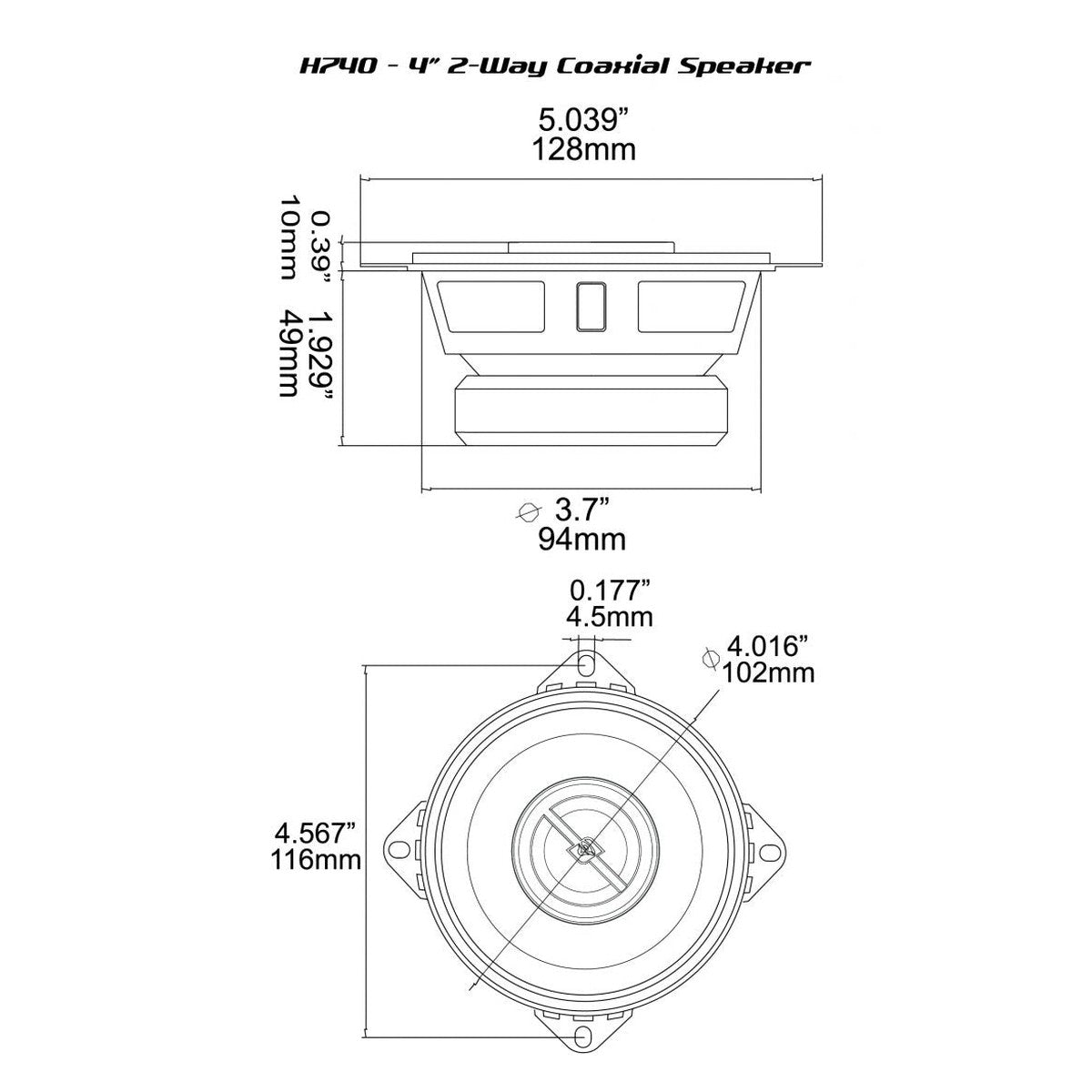 Cerwin Vega-HED Series H740-4" (10cm) Coaxial Loudspeaker-Masori.de