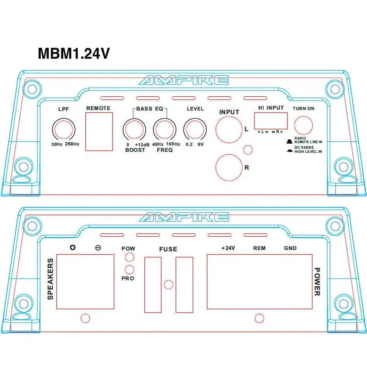 Amplificador de 1 canal Ampire-MBM1.24V-4G-Masori.de