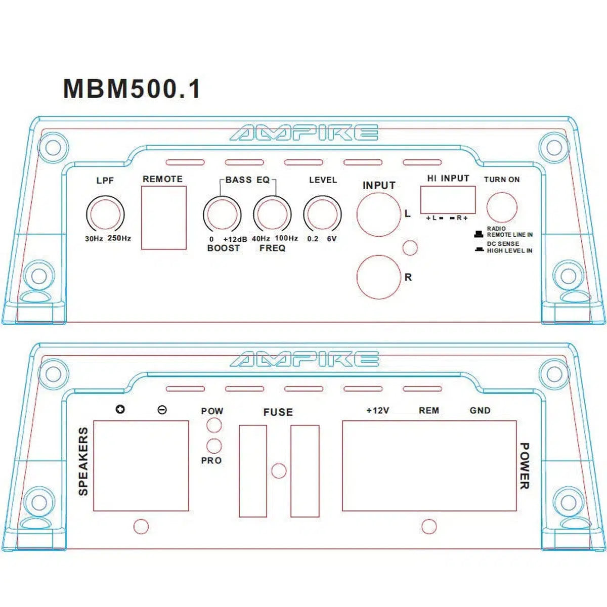Amplificador de 1 canal Ampire-MBM500.1-4G-Masori.de