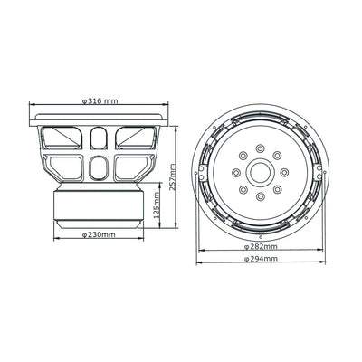 B2 Audio-Rage XL 12 V2 Carbon-Subwoofer de 12" (30cm)-Masori.de