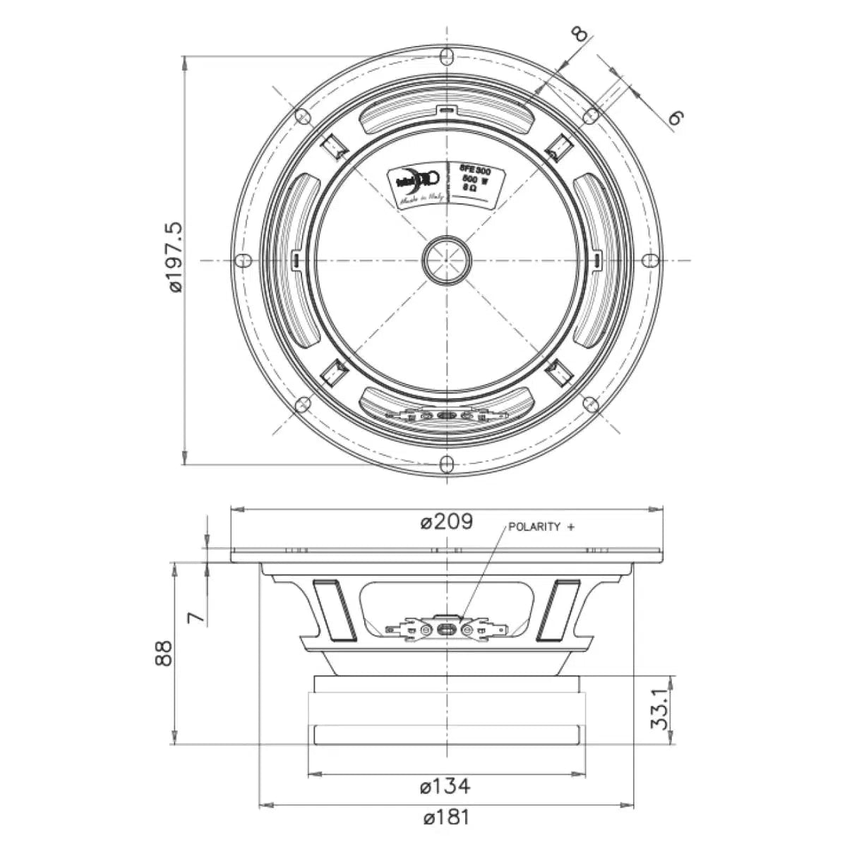 FaitalPro-8FE300 Conductor de graves-medios de 20 cm (8")-Masori.de