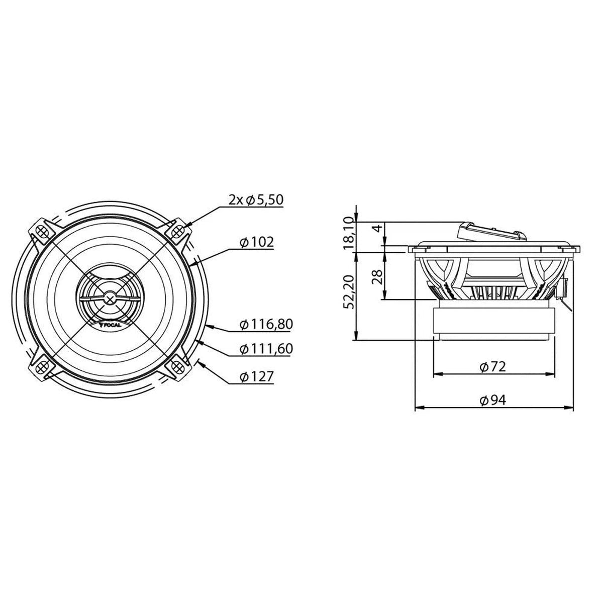 Altavoz coaxial Focal-Access 100AC-4" (10cm)-Masori.de