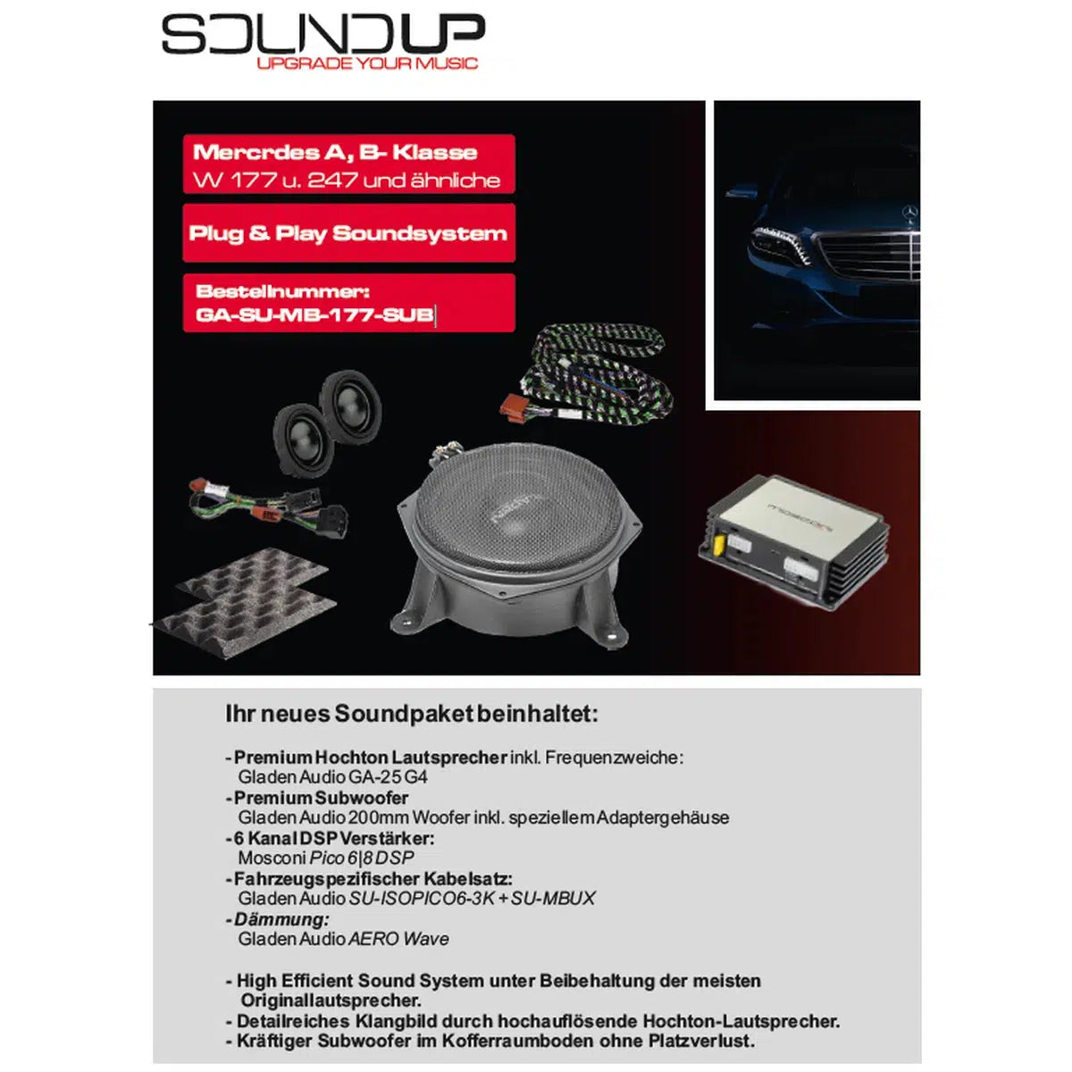 Gladen-Sound Up MB 177 Sub-Mercedes-Complete-Set-Masori.de