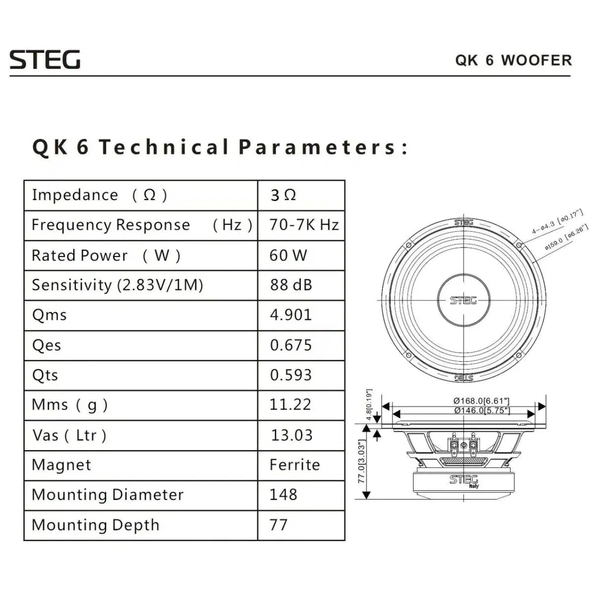 Transductor de graves-medios Bridge-QK6-6,5" (16,5cm)-Masori.de