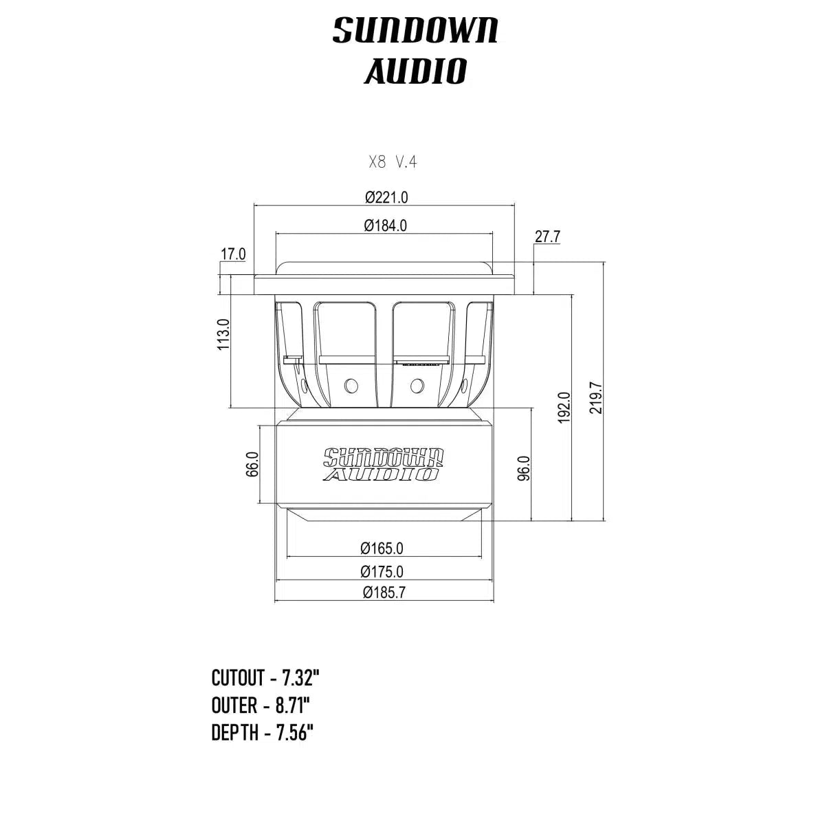 Subwoofer Sundown Audio-X8 v4-8" (20cm)-Masori.de