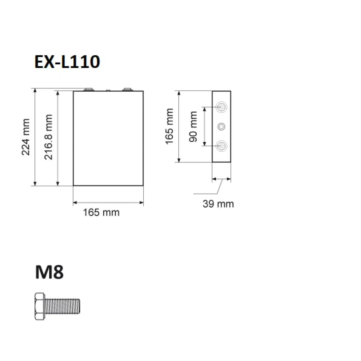 Elerix-EX-L110-2C-110Ah-LiFePO4-Lithium - Cellule LiFeYPO4-Masori.fr