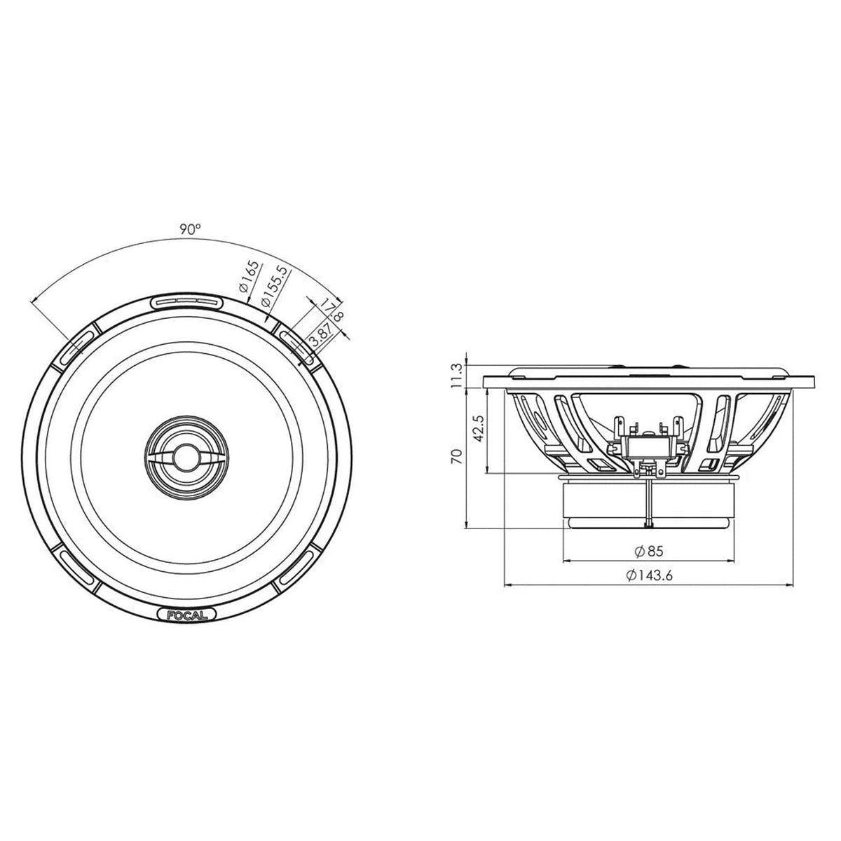 Focal-Slatefiber PC165SF-6.5" (16,5cm) Haut-parleur coaxial-Masori.fr