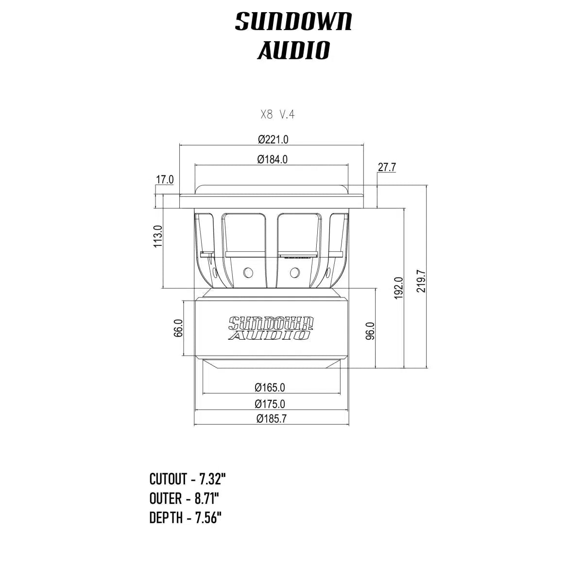 Sundown Audio-X8 v4-8" (20cm) Subwoofer-Masori.fr