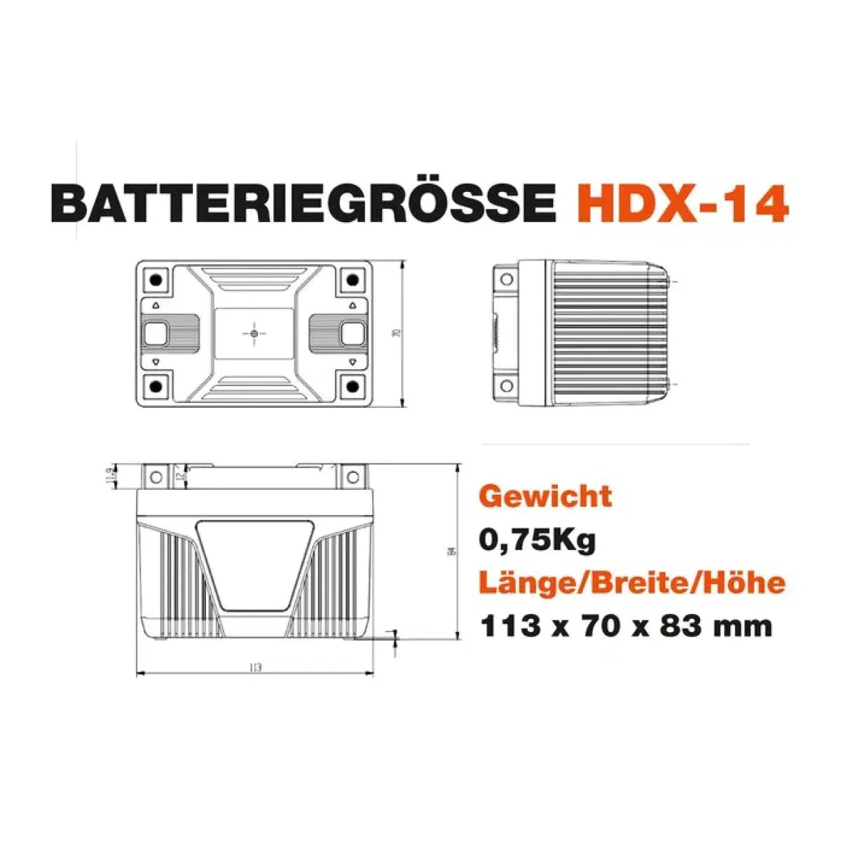 CS-Batterie-HDX-14 - 5Ah LiFePO4-Litio - LiFePO4-Masori.de