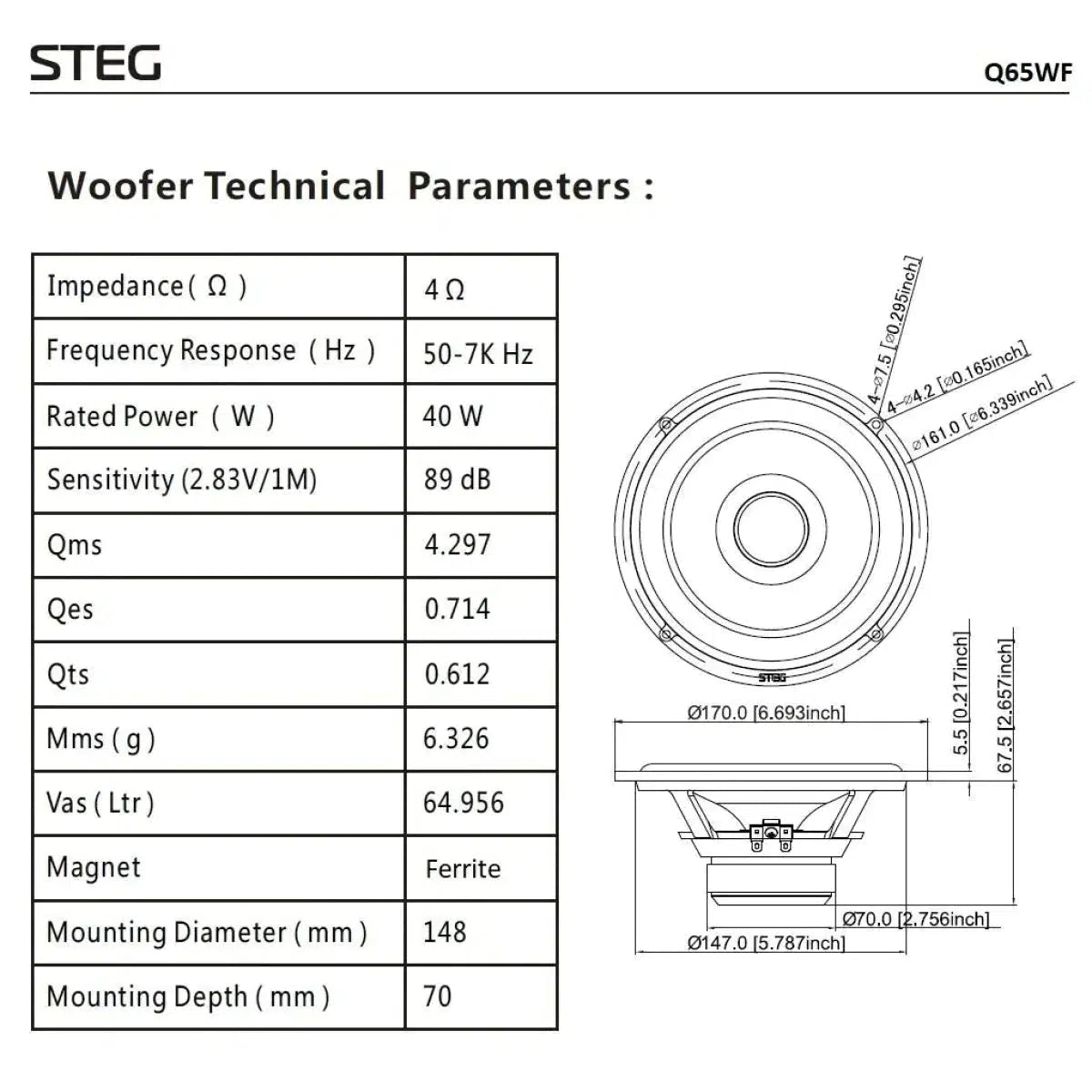 Steg-Q65C-6.5" (16,5cm) Lautsprecherset-Masori.de